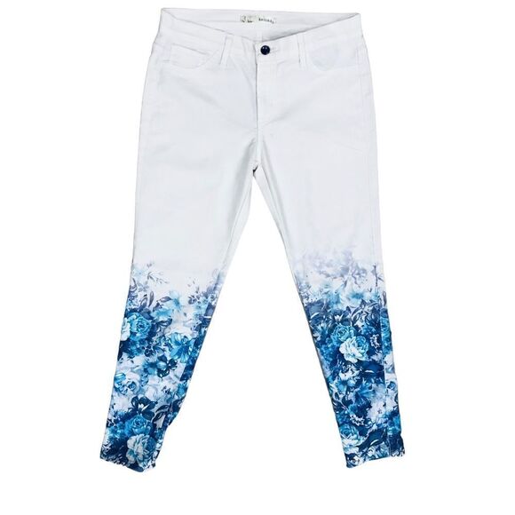 Kancan Jeans Blue White Bottom Floral Print Stretch Pants Sz 9 - Picture 1 of 16